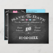 ヴィンテージタイポグラフィChalkboard日付カードを保存 案内ポストカード (正面/裏面)