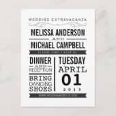 ヴィンテージタイポグラフィRSVPはがき インビテーションポストカード (正面)