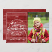 ヴィンテージタイポグラフィWish You Merry Christmas写真 シーズンカード (正面/裏面)