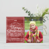 ヴィンテージタイポグラフィWish You Merry Christmas写真 シーズンカード (スタンド正面)