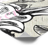 ヴィンテージタイポブラックピンクフローラパリエッフェルタワー ポスター (角)