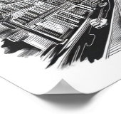 ヴィンテージタイムズスクエア通りペンスケッチ ポスター (角)