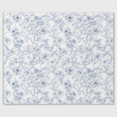 ヴィンテージタイムレスエレガンスブルーフローラルパターン ラッピングペーパー (フラット)