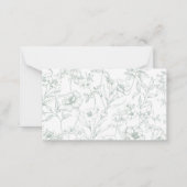 ヴィンテージタイムレスフローラグリーンブックベビーシャワー ノートカード (裏面)