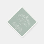 ヴィンテージタイムレスフローラグリーンベイビーシャワーナプキン スタンダードカクテルナプキン (角)