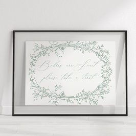 ヴィンテージタイムレスフローラグリーンベイビーシャワー特典 ポスター