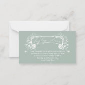 ヴィンテージタイムレスフローラグリーンベビーディスプレイシャワー ノートカード (正面)