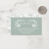 ヴィンテージタイムレスフローラグリーンベビーディスプレイシャワー ノートカード (正面/裏面インサイチュ)