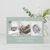 ヴィンテージタイムレスフローラグリーンベビー 招待状 (スタンド正面)