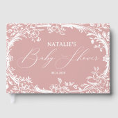 ヴィンテージタイムレスフローラピンクベビーシャワーフォイル ゲストブック (正面)