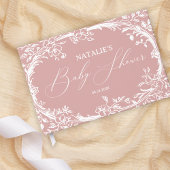 ヴィンテージタイムレスフローラピンクベビーシャワーフォイル ゲストブック