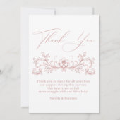 ヴィンテージタイムレスフローラピンクベビー発表 招待状 (裏面)