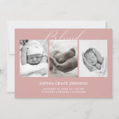 ヴィンテージタイムレスフローラピンクベビー発表 招待状 (正面)