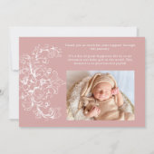 ヴィンテージタイムレスフローラピンクベビー発表 招待状 (裏面)