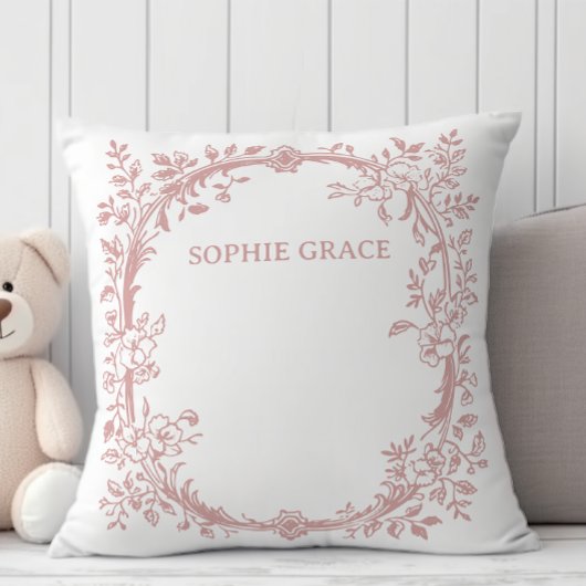 ヴィンテージタイムレスフローラピンクベビー クッション