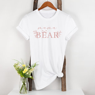 ヴィンテージタイムレスフローラピンク妊婦のママベア Tシャツ