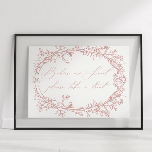 ヴィンテージタイムレスフローラピンク赤ちゃんシャワー特典 ポスター