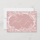 ヴィンテージタイムレスフローラピンク赤ちゃんシャワー サンキューカード (正面)