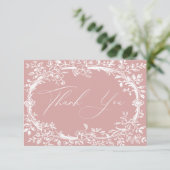 ヴィンテージタイムレスフローラピンク赤ちゃんシャワー サンキューカード (スタンド正面)