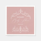 ヴィンテージタイムレスフローラピンク赤ちゃんシャワー スタンダードカクテルナプキン (正面)