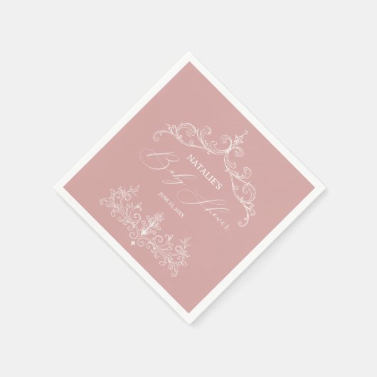 ヴィンテージタイムレスフローラピンク赤ちゃんシャワー スタンダードカクテルナプキン (角)