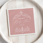 ヴィンテージタイムレスフローラピンク赤ちゃんシャワー スタンダードカクテルナプキン