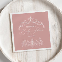 ヴィンテージタイムレスフローラピンク赤ちゃんシャワー スタンダードカクテルナプキン