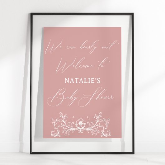 ヴィンテージタイムレスフローラピンク赤ちゃんシャワー ポスター