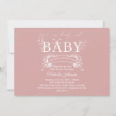 ヴィンテージタイムレスフローラピンク赤ちゃんシャワー 招待状 (正面)