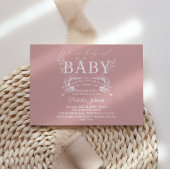 ヴィンテージタイムレスフローラピンク赤ちゃんシャワー 招待状