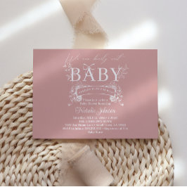 ヴィンテージタイムレスフローラピンク赤ちゃんシャワー 招待状