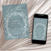 ヴィンテージタイムレスフローラブルーツインズベビーシャワー 招待状