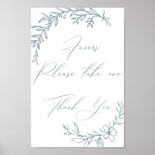 ヴィンテージタイムレスフローラブルーベビーシャワーの好意 ポスター (正面)