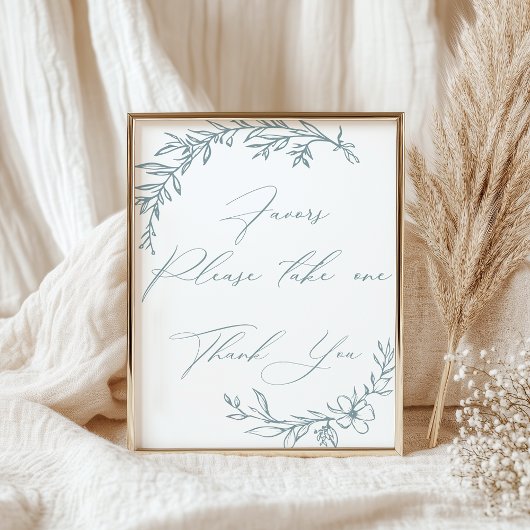 ヴィンテージタイムレスフローラブルーベビーシャワーの好意 ポスター