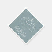 ヴィンテージタイムレスフローラブルーベビーシャワーナプキン スタンダードカクテルナプキン (角)