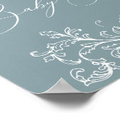 ヴィンテージタイムレスフローラブルーベビーシャワー ポスター (角)