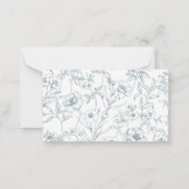 ヴィンテージタイムレスフローラブルーベビーディスプレイシャワー ノートカード (裏面)