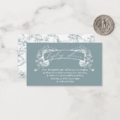 ヴィンテージタイムレスフローラブルーベビーディスプレイシャワー ノートカード (正面/裏面インサイチュ)