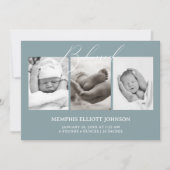 ヴィンテージタイムレスフローラブルーベビー発表 招待状 (正面)