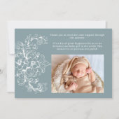 ヴィンテージタイムレスフローラブルーベビー発表 招待状 (裏面)