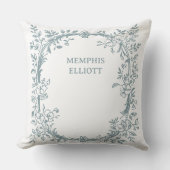 ヴィンテージタイムレスフローラブルーベビー クッション (正面)