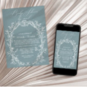 ヴィンテージタイムレスフローラブルーbyメール赤ちゃんシャワー 招待状