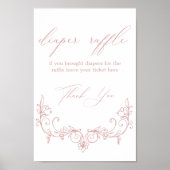 ヴィンテージタイムレスフローラベビーシャワーおむつラッフル ポスター (正面)