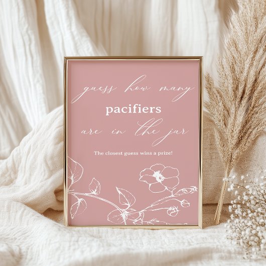 ヴィンテージタイムレスフローラベビーシャワー推測ゲーム ポスター