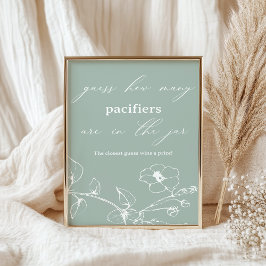 ヴィンテージタイムレスフローラベビーシャワー推測ゲーム ポスター