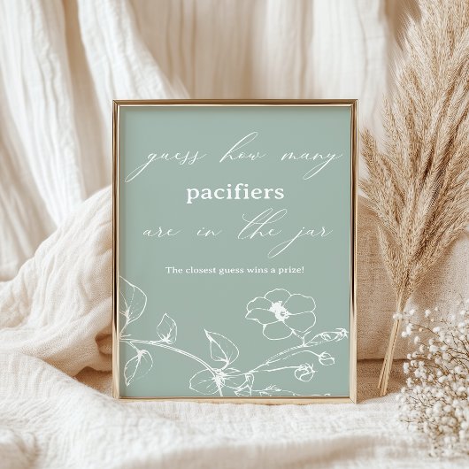 ヴィンテージタイムレスフローラベビーシャワー推測ゲーム ポスター