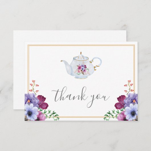 ヴィンテージタイム茶フローラブライダルシャワー サンキューカード (正面/裏面)