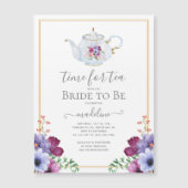 ヴィンテージタイム茶フローラブライダルシャワー マグネット招待状 (正面)