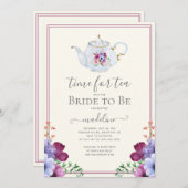ヴィンテージタイム茶フローラブライダルシャワー 招待状 (正面/裏面)