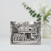 ヴィンテージタイヤショップ白黒写真 ポストカード (スタンド正面)